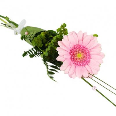 Handbukett med en rosa germini