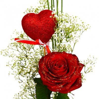 Röd glitterros närbild - Rosor - Skicka blommor %city%